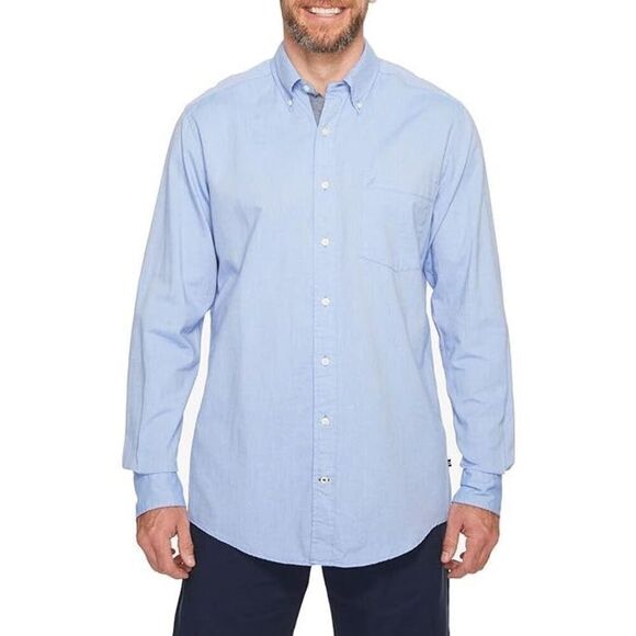 Tommy Hilfiger Men’s Light Blue Long Sleeve Collared T-Shirt Size 17 (34-35) Reg - Picture 1 of 8